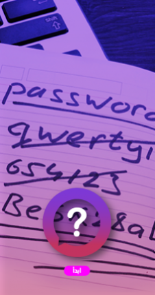 صفحة من دفتر ملاحظات مدوّن عليها خيارات مختلفة لكلمات سر: qwerty, 654123, Be6K28a