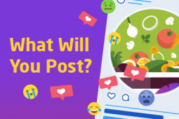 The title of the interactive activity "What will you post about it?" and next to it illustration of emojis and facebook post.