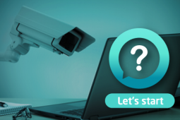 A camera is directly recording a computer screen to monitor users’ actions.