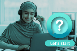A young woman is joining an online meeting.