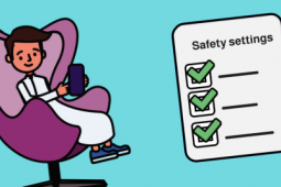 A boy is checking the safety settings of his phone
