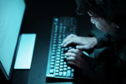 A hacker using a computer.