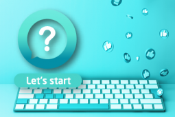 Blue thumbs up emoticons coming out of a keyboard.