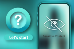 Phone with sensitive content warning on it.