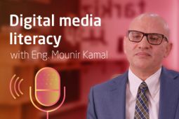 Profile picture of the engineer Mounir Kamal and next to him the words Digital Media Literacy.