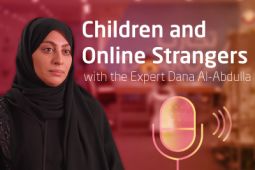 Profile picture of the expert Dana Al-Abdulla and next to her the words children and Online Strangers.